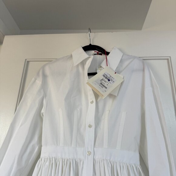 NWT Alexander McQueen Mini Shirt Dress Corset Stitch Fit & Flare White Poplin - Picture 8 of 12